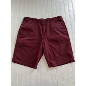 Express Mens Classic Fit Chino Shorts 33 Burgundy Flat Front Cotton Pockets